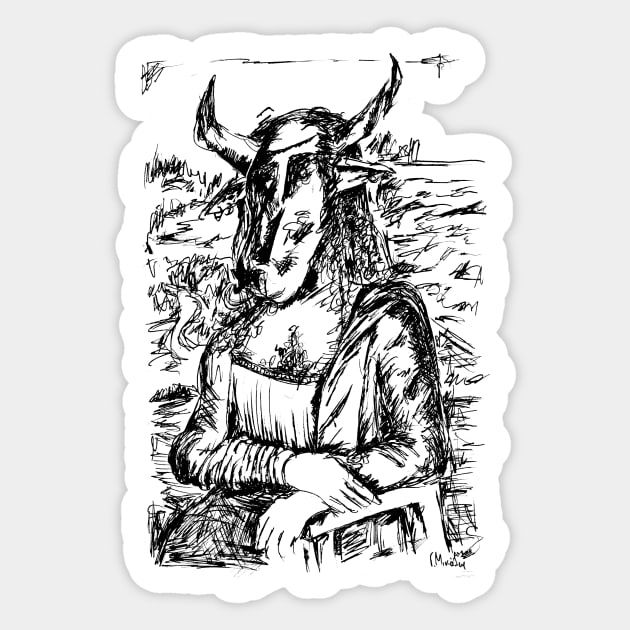 Mona Lisa Minotaur Sticker by micalef